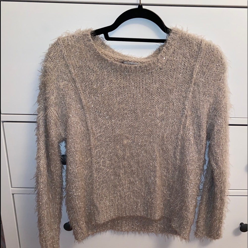 Jennifer Lopez fuzzy sweater